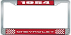 1954 Chevrolet Red And Chrome License Plate Frame With White Lettering - image 1