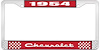 1954 Chevrolet Red And Chrome License Plate Frame With White Lettering - image 1