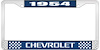 1954 Chevrolet Blue And Chrome License Plate Frame With White Lettering - image 1