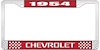 1954 Chevrolet Red And Chrome License Plate Frame With White Lettering - image 1