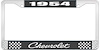 1954 Chevrolet Black And Chrome License Plate Frame With White Lettering - image 1