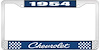 1954 Chevrolet Blue And Chrome License Plate Frame With White Lettering - image 1