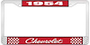 1954 Chevrolet Red And Chrome License Plate Frame With White Lettering - image 1