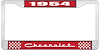 1954 Chevrolet Red And Chrome License Plate Frame With White Lettering - image 1