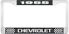 1955 Chevrolet Black And Chrome License Plate Frame With White Lettering - image 1