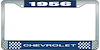 1956 Chevrolet Blue And Chrome License Plate Frame With White Lettering - image 1