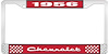 1956 Chevrolet Red And Chrome License Plate Frame With White Lettering - image 1