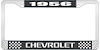 1956 Chevrolet Black And Chrome License Plate Frame With White Lettering - image 1