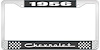 1956 Chevrolet Black And Chrome License Plate Frame With White Lettering - image 1