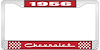 1956 Chevrolet Red And Chrome License Plate Frame With White Lettering - image 1