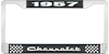 1957 Chevrolet Black And Chrome License Plate Frame With White Lettering - image 1
