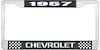 1957 Chevrolet Black And Chrome License Plate Frame With White Lettering - image 1