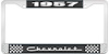 1957 Chevrolet Black And Chrome License Plate Frame With White Lettering - image 1