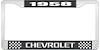 1958 Chevrolet Black And Chrome License Plate Frame With White Lettering - image 1