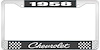 1958 Chevrolet Black And Chrome License Plate Frame With White Lettering - image 1