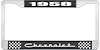 1958 Chevrolet Black And Chrome License Plate Frame With White Lettering - image 1