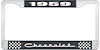 1959 Chevrolet Black And Chrome License Plate Frame With White Lettering - image 1