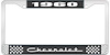1960 Chevrolet Black And Chrome License Plate Frame With White Lettering - image 1
