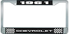 1961 Chevrolet Black And Chrome License Plate Frame With White Lettering - image 1