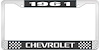 1961 Chevrolet Black And Chrome License Plate Frame With White Lettering - image 1