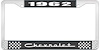 1962 Chevrolet Black And Chrome License Plate Frame With White Lettering - image 1