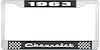 1963 Chevrolet Black And Chrome License Plate Frame With White Lettering - image 1