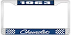 1963 Chevrolet Blue And Chrome License Plate Frame With White Lettering - image 1