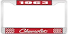 1963 Chevrolet Red And Chrome License Plate Frame With White Lettering - image 1