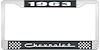 1963 Chevrolet Black And Chrome License Plate Frame With White Lettering - image 1