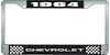 1964 Chevrolet Black And Chrome License Plate Frame With White Lettering - image 1