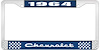 1964 Chevrolet Blue And Chrome License Plate Frame With White Lettering - image 1