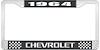 1964 Chevrolet Black And Chrome License Plate Frame With White Lettering - image 1