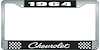 1964 Chevrolet Black And Chrome License Plate Frame With White Lettering - image 1