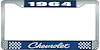 1964 Chevrolet Blue And Chrome License Plate Frame With White Lettering - image 1