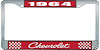 1964 Chevrolet Red And Chrome License Plate Frame With White Lettering - image 1