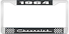 1964 Chevrolet Black And Chrome License Plate Frame With White Lettering - image 1