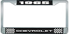 1965 Chevrolet Black And Chrome License Plate Frame With White Lettering - image 1