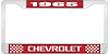 1965 Chevrolet Red And Chrome License Plate Frame With White Lettering - image 1