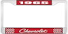 1965 Chevrolet Red And Chrome License Plate Frame With White Lettering - image 1