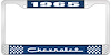 1965 Chevrolet Blue And Chrome License Plate Frame With White Lettering - image 1
