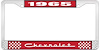 1965 Chevrolet Red And Chrome License Plate Frame With White Lettering - image 1