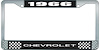 1966 Chevrolet Black And Chrome License Plate Frame With White Lettering - image 1