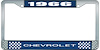 1966 Chevrolet Blue And Chrome License Plate Frame With White Lettering - image 1