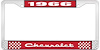 1966 Chevrolet Red And Chrome License Plate Frame With White Lettering - image 1