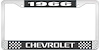 1966 Chevrolet Black And Chrome License Plate Frame With White Lettering - image 1