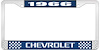 1966 Chevrolet Blue And Chrome License Plate Frame With White Lettering - image 1