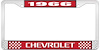 1966 Chevrolet Red And Chrome License Plate Frame With White Lettering - image 1