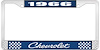 1966 Chevrolet Blue And Chrome License Plate Frame With White Lettering - image 1