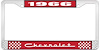 1966 Chevrolet Red And Chrome License Plate Frame With White Lettering - image 1