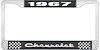 1967 Chevrolet Black And Chrome License Plate Frame With White Lettering - image 1
